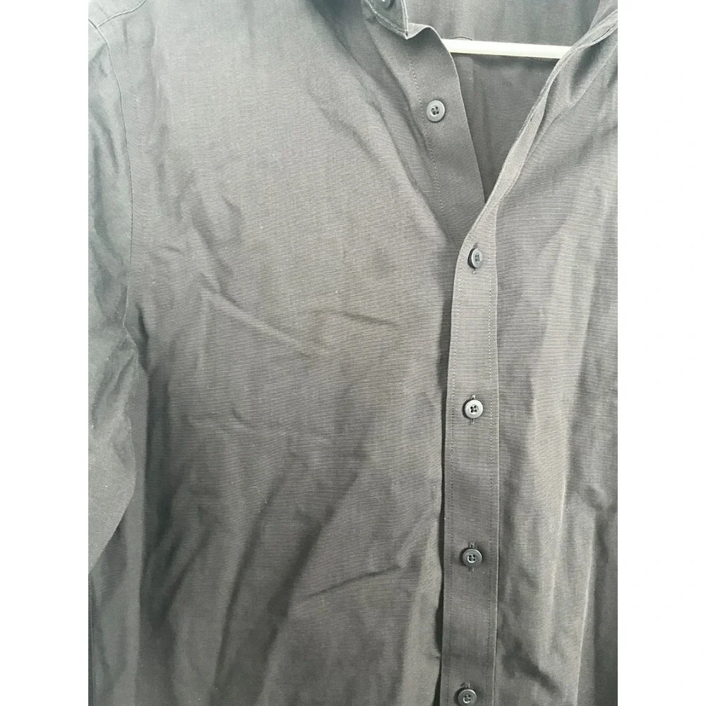 UNTUCKit Mens Black Stone Wrinkle-Free Slim Fit‎ Dress Shirt Size Medium